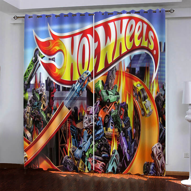 Car Model Hot Wheels Pattern Curtains Blackout Window Drapes (Online Order Only)