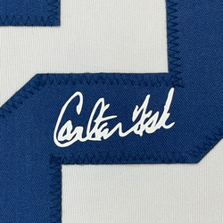 Framed Facsimile Autographed Carlton Fisk 35x39 Chicago White Retro Reprint Laser Auto Baseball Jersey (ONLINE ORDER ONLY)