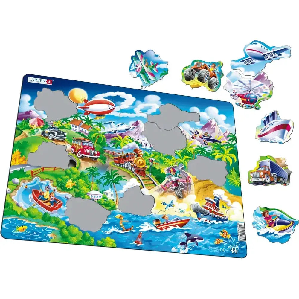 Cars, Boats, Trains & Aircrafts 18 Piece Tray Jigsaw Puzzle Larsen