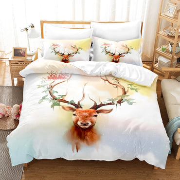 Cartoon Animal Deer Elk Bedding Set Quilt Cover Without Filler (Online Order Only)
