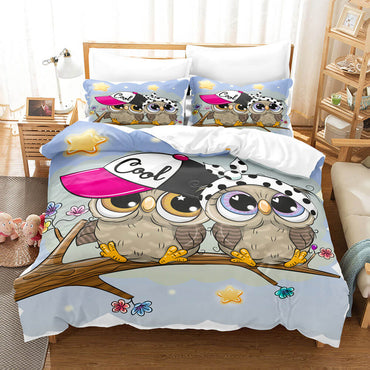 Cartoon Animals Owl Bedding Sets Quilt Cover Without Filler (Online Order Only)