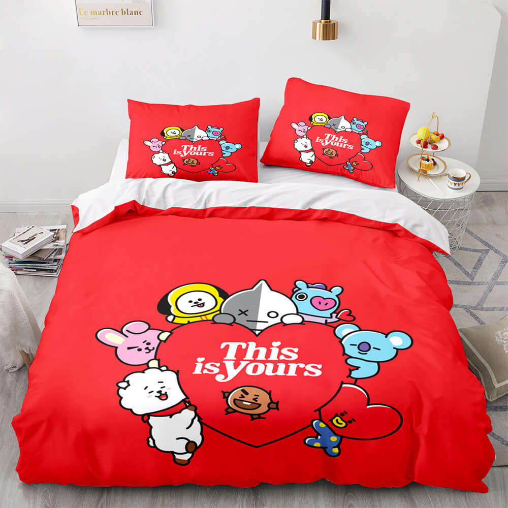 Cartoon BT21 BTS Bedding Set Quilt Duvet Cover Bedding Sets (Online Order Only)