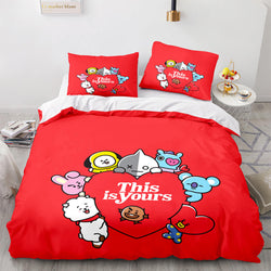 Cartoon BT21 BTS Bedding Set Quilt Duvet Cover Bedding Sets (Online Order Only)