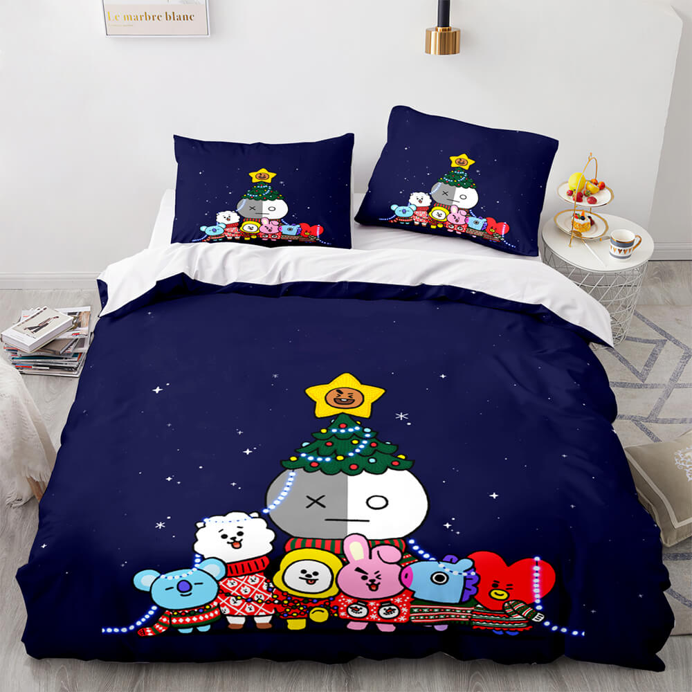 Cartoon BT21 BTS Bedding Set Quilt Duvet Cover Bedding Sets (Online Order Only)