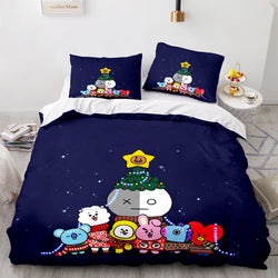 Cartoon BT21 BTS Bedding Set Quilt Duvet Cover Bedding Sets (Online Order Only)