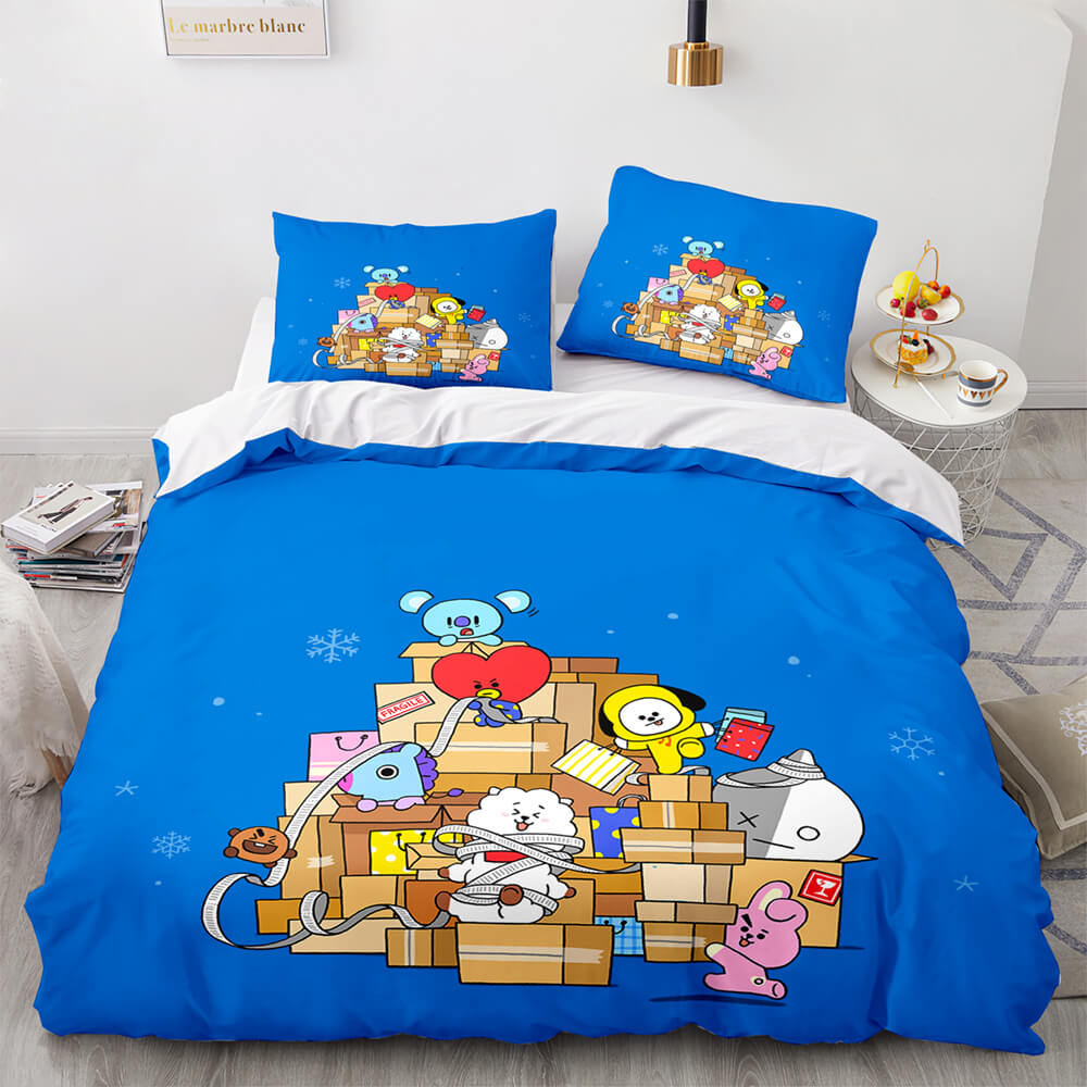Cartoon BT21 BTS Bedding Set Quilt Duvet Cover Bedding Sets (Online Order Only)