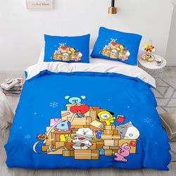 Cartoon BT21 BTS Bedding Set Quilt Duvet Cover Bedding Sets (Online Order Only)