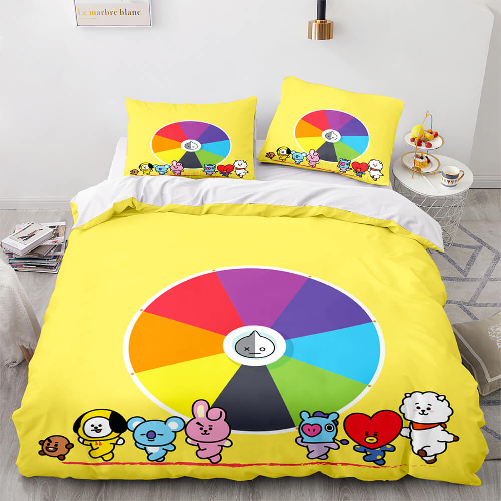 Cartoon BT21 BTS Bedding Set Quilt Duvet Cover Bedding Sets (Online Order Only)