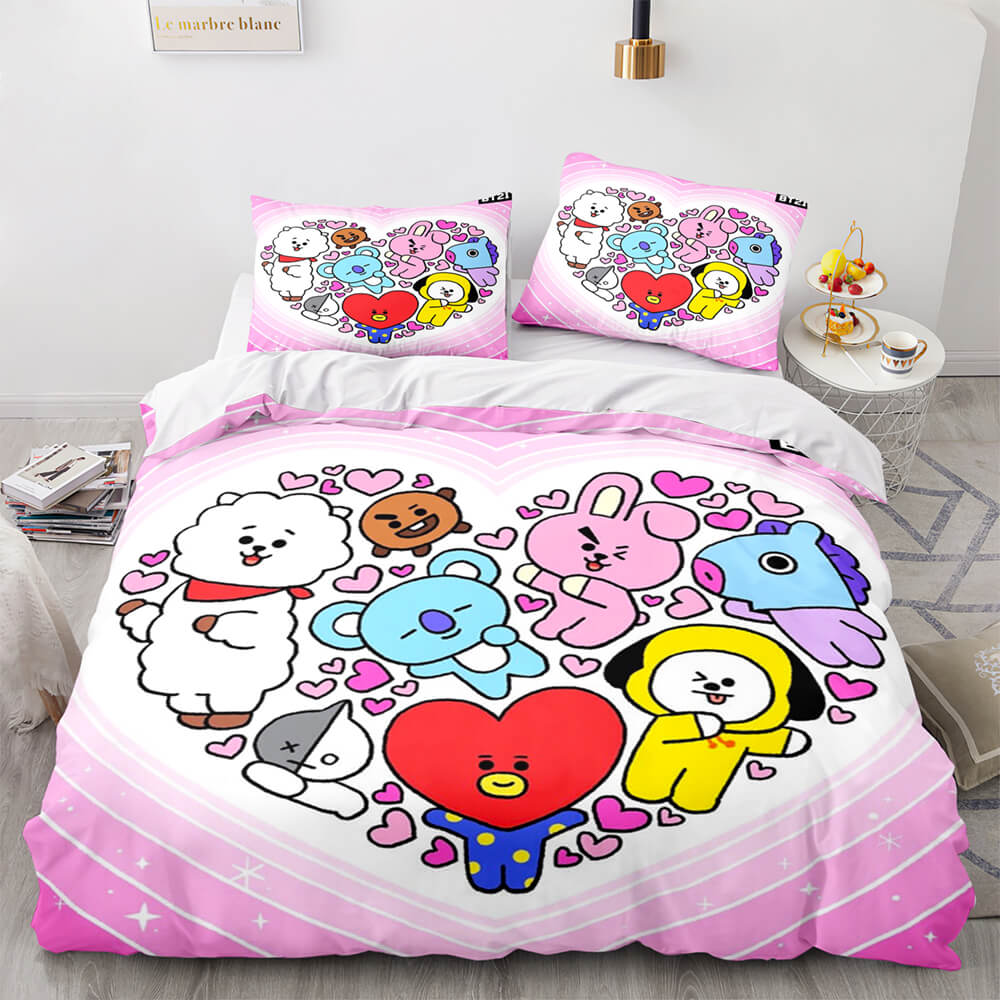 Cartoon BT21 BTS Bedding Set Quilt Duvet Cover Bedding Sets (Online Order Only)