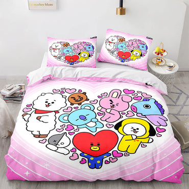 Cartoon BT21 BTS Bedding Set Quilt Duvet Cover Bedding Sets (Online Order Only)