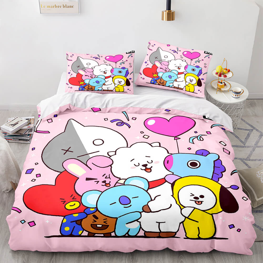 Cartoon BT21 BTS Bedding Set Quilt Duvet Cover Bedding Sets (Online Order Only)
