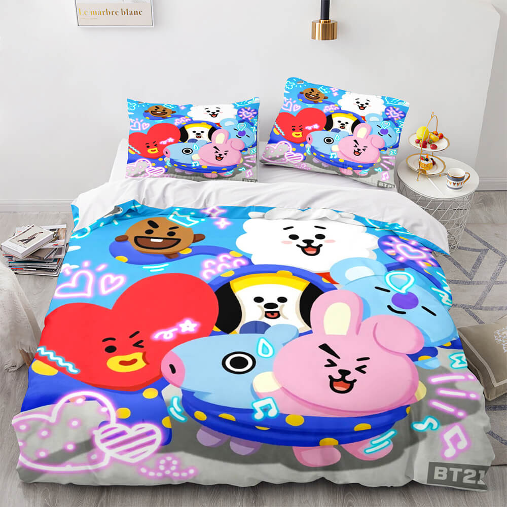 Cartoon BT21 BTS Butter Bedding Set Quilt Duvet Cover Bedding Sets (Online Order Only)