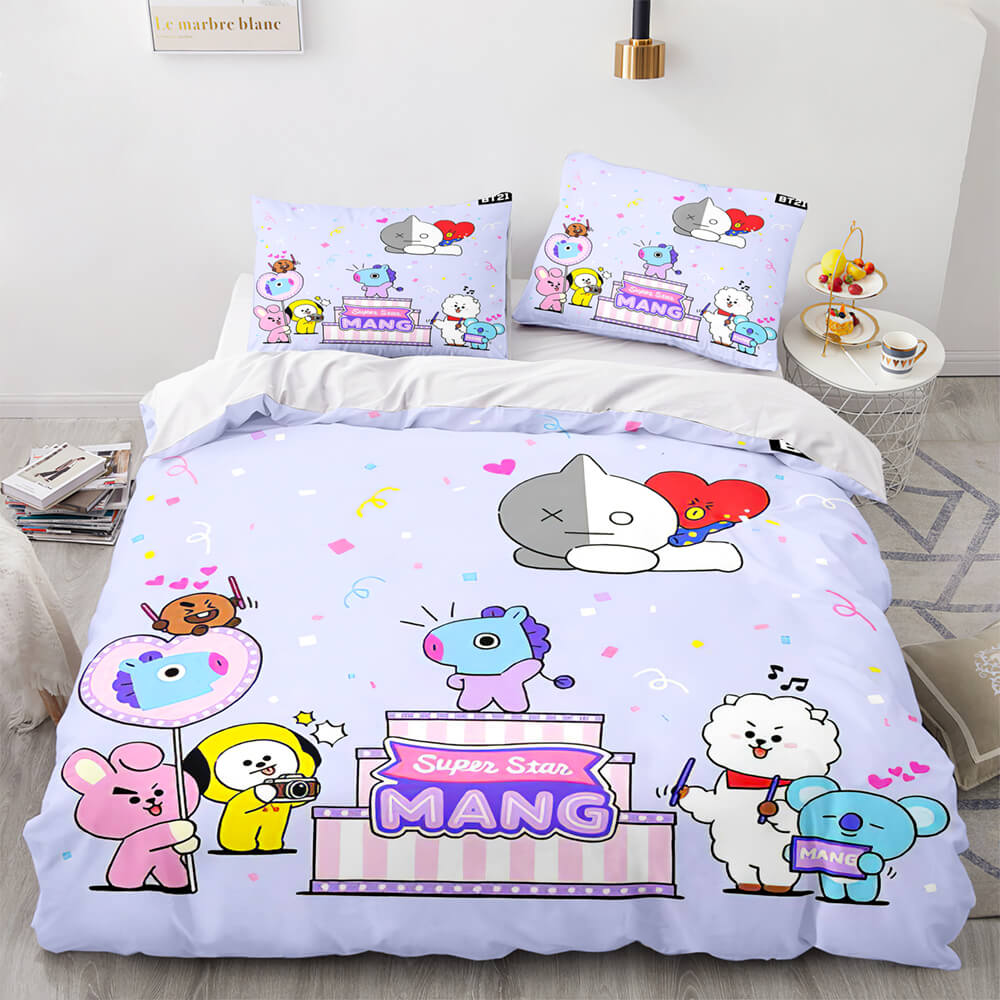 Cartoon BT21 BTS Butter Bedding Set Quilt Duvet Cover Bedding Sets (Online Order Only)