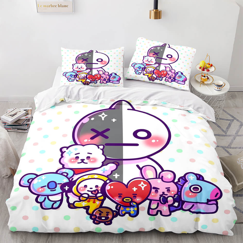 Cartoon BT21 BTS Butter Bedding Set Quilt Duvet Cover Bedding Sets (Online Order Only)