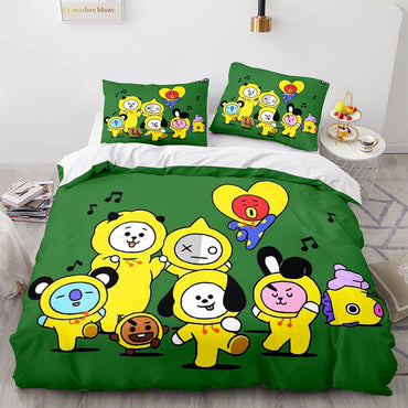Cartoon BT21 BTS Butter Bedding Set Quilt Duvet Cover Bedding Sets (Online Order Only)