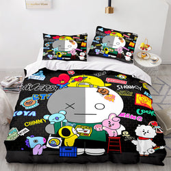 Cartoon BT21 BTS Butter Bedding Set Quilt Duvet Cover Bedding Sets (Online Order Only)
