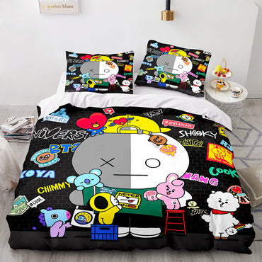 Cartoon BT21 BTS Butter Bedding Set Quilt Duvet Cover Bedding Sets (Online Order Only)