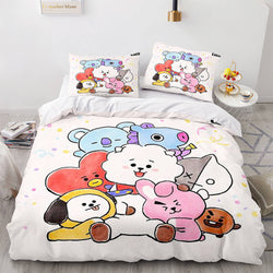 Cartoon BT21 BTS Butter Bedding Set Quilt Duvet Cover Bedding Sets (Online Order Only)
