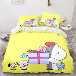 Cartoon BT21 Bedding Set Throw Quilt Duvet Cover Bedding Sets (Online Order Only)