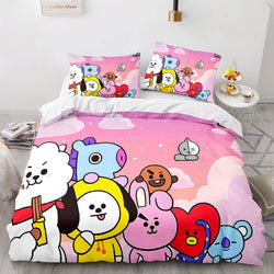 Cartoon BT21 Bedding Set Throw Quilt Duvet Cover Bedding Sets (Online Order Only)