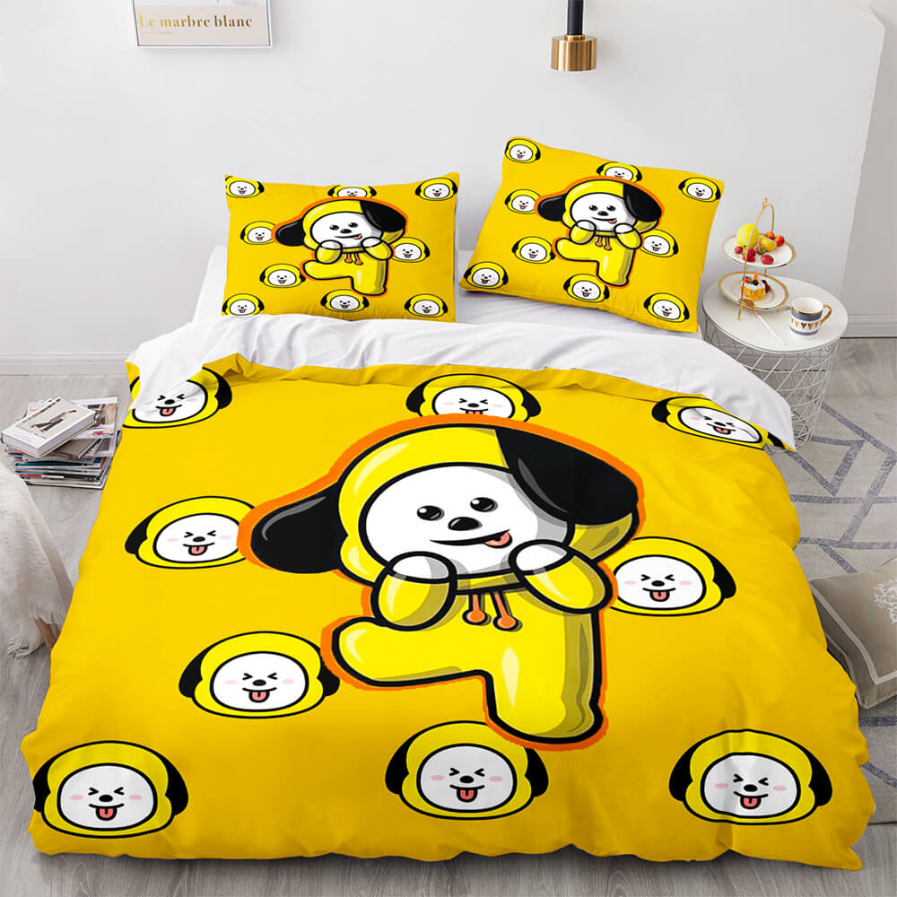 Cartoon BT21 Bedding Set Throw Quilt Duvet Cover Bedding Sets (Online Order Only)