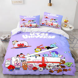 Cartoon BT21 Bedding Set Throw Quilt Duvet Cover Bedding Sets (Online Order Only)