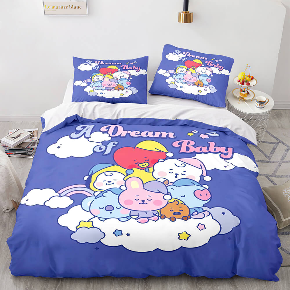Cartoon BT21 Bedding Set Throw Quilt Duvet Cover Bedding Sets (Online Order Only)