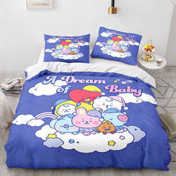 Cartoon BT21 Bedding Set Throw Quilt Duvet Cover Bedding Sets (Online Order Only)