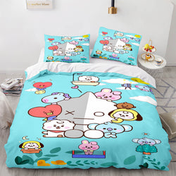 Cartoon BT21 Bedding Set Throw Quilt Duvet Cover Bedding Sets (Online Order Only)