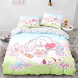 Cartoon BT21 Bedding Set Throw Quilt Duvet Cover Bedding Sets (Online Order Only)