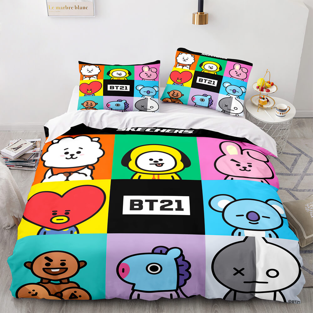 Cartoon BT21 Bedding Set Throw Quilt Duvet Covers Bedding Sets (Online Order Only)