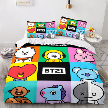 Cartoon BT21 Bedding Set Throw Quilt Duvet Covers Bedding Sets (Online Order Only)