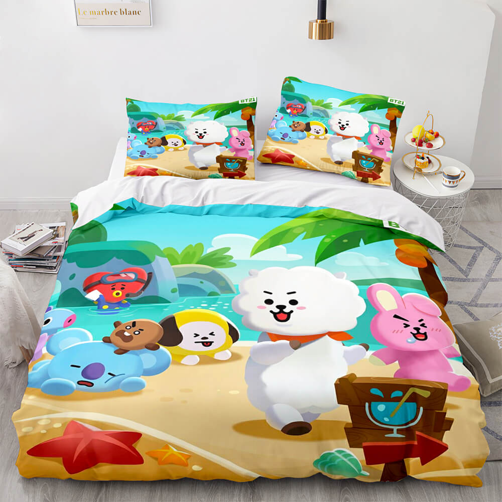 Cartoon BT21 Bedding Set Throw Quilt Duvet Covers Bedding Sets (Online Order Only)
