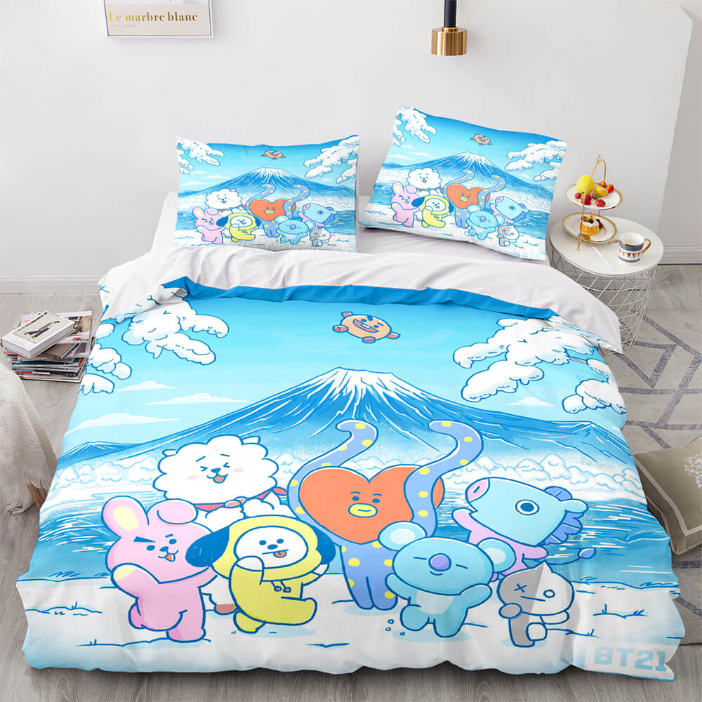 Cartoon BT21 Bedding Set Throw Quilt Duvet Covers Bedding Sets (Online Order Only)