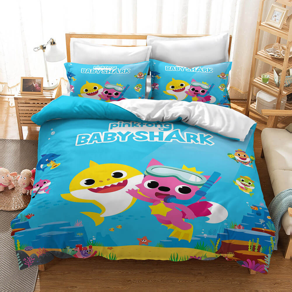 Cartoon Baby Shark Bedding Set Kids Quilt Cover Without Filler (Online Order Only)