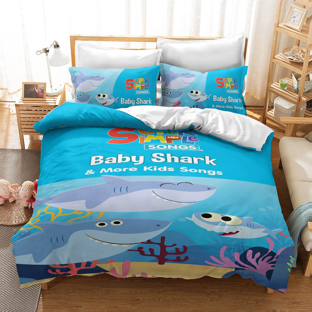 Cartoon Baby Shark Bedding Set Kids Quilt Cover Without Filler (Online Order Only)
