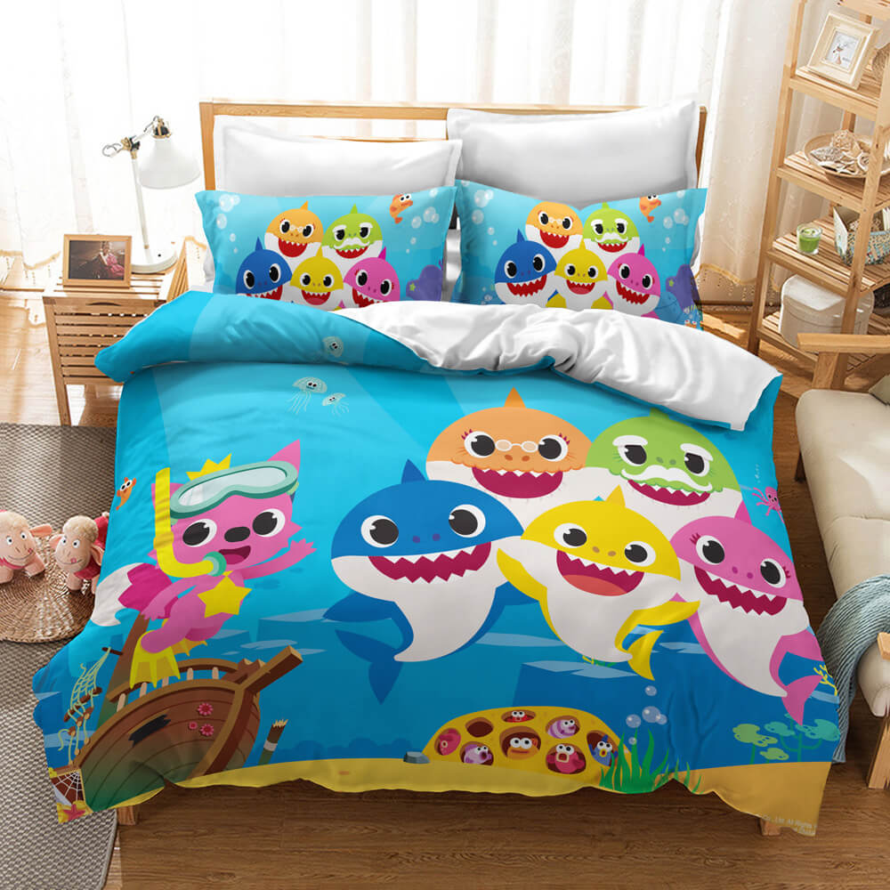 Cartoon Baby Shark Bedding Set Kids Quilt Cover Without Filler (Online Order Only)