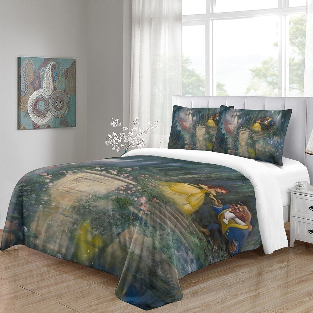 Cartoon Beauty and the Beast Bedding Set Quilt Duvet Cover Without Filler (Online Order Only)