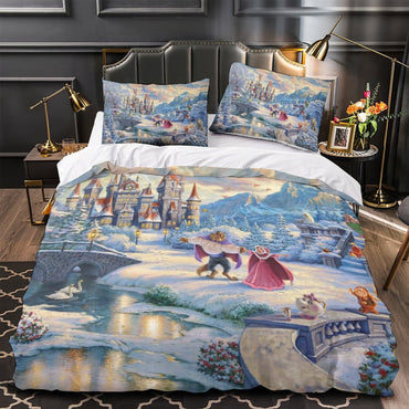 Cartoon Beauty and the Beast Bedding Set Quilt Duvet Cover Without Filler (Online Order Only)
