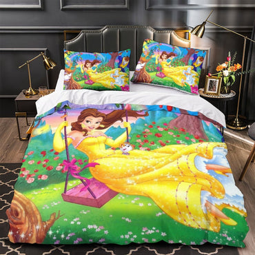 Cartoon Beauty and the Beast Bedding Set Quilt Duvet Cover Without Filler (Online Order Only)