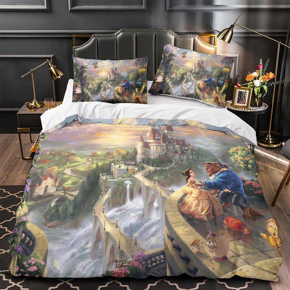 Cartoon Beauty and the Beast Bedding Set Quilt Duvet Cover Without Filler (Online Order Only)
