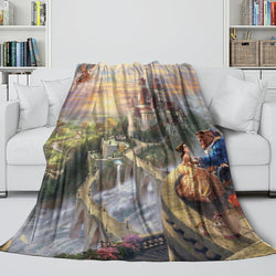 Cartoon Beauty and the Beast Blanket Flannel Throw Room Decoration (Online Order Only)