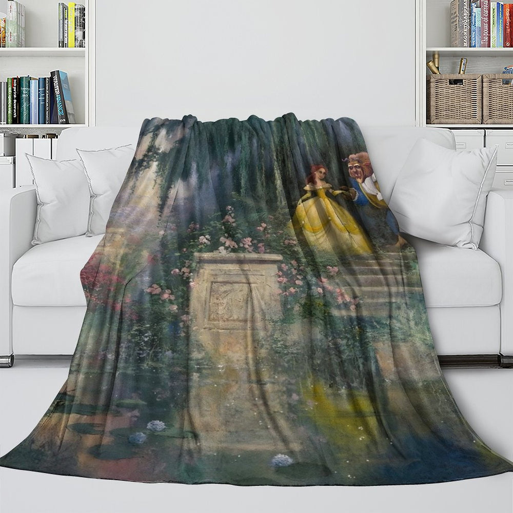 Cartoon Beauty and the Beast Blanket Flannel Throw Room Decoration (Online Order Only)