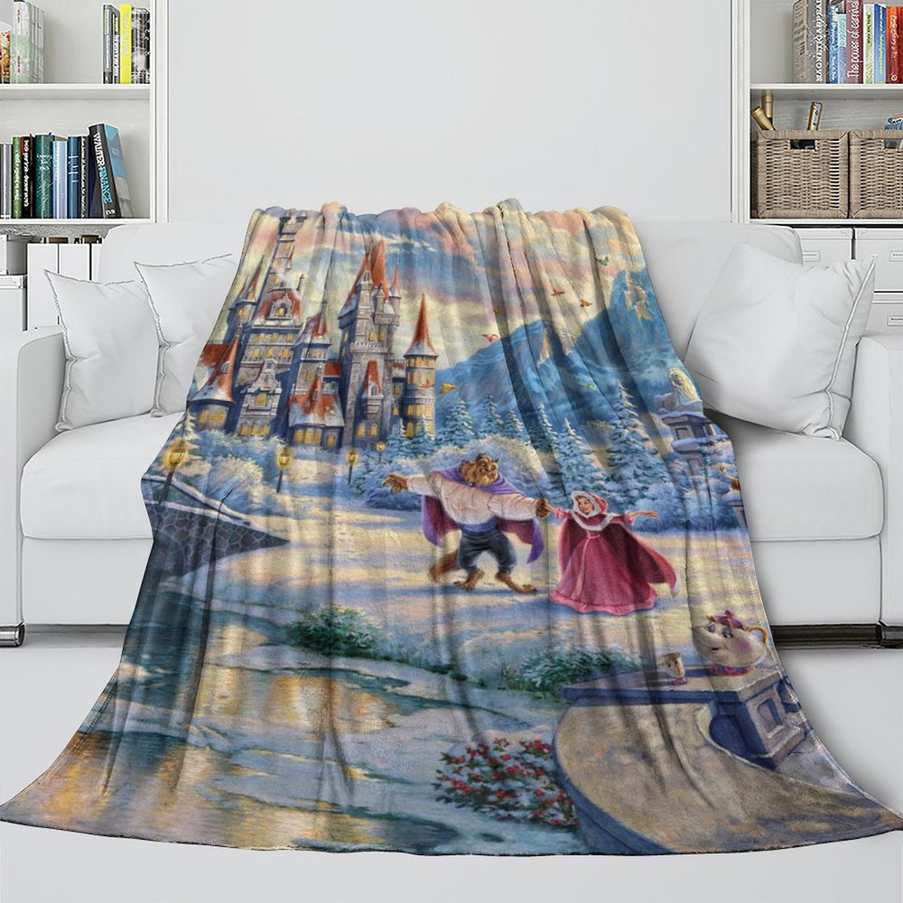 Cartoon Beauty and the Beast Blanket Flannel Throw Room Decoration (Online Order Only)