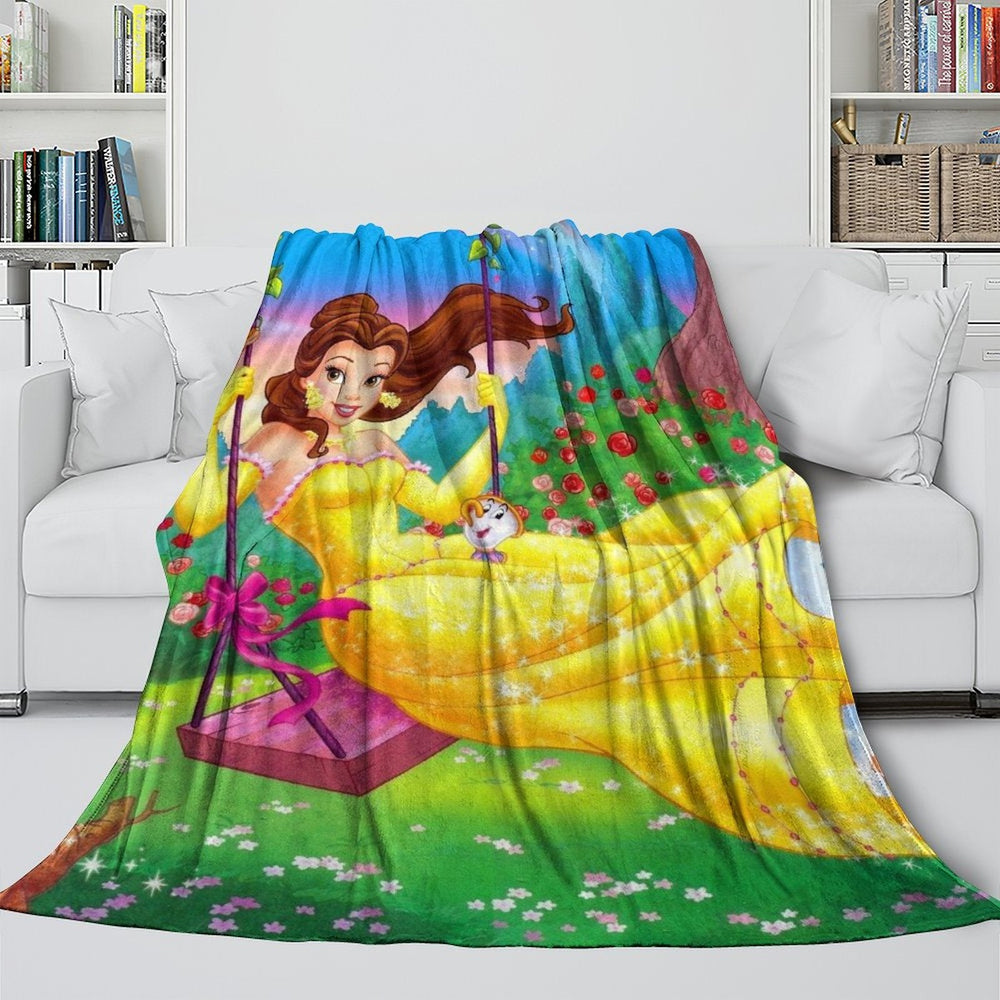Cartoon Beauty and the Beast Blanket Flannel Throw Room Decoration (Online Order Only)