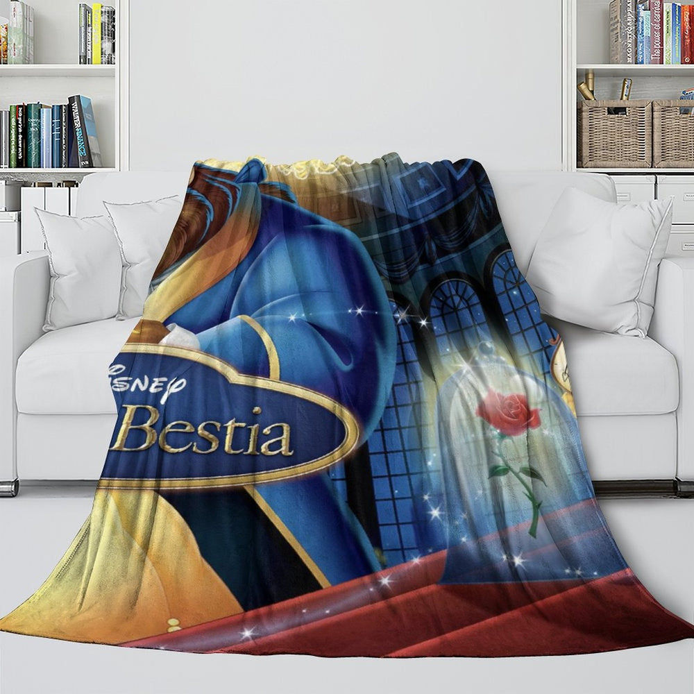 Cartoon Beauty and the Beast Blanket Flannel Throw Room Decoration (Online Order Only)