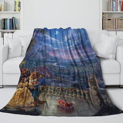 Cartoon Beauty and the Beast Blanket Flannel Throw Room Decoration (Online Order Only)