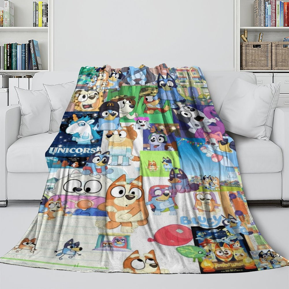 Cartoon Bluey Blanket Pattern Flannel Kids Throw Room Decoration (ONLINE ORDER ONLY)