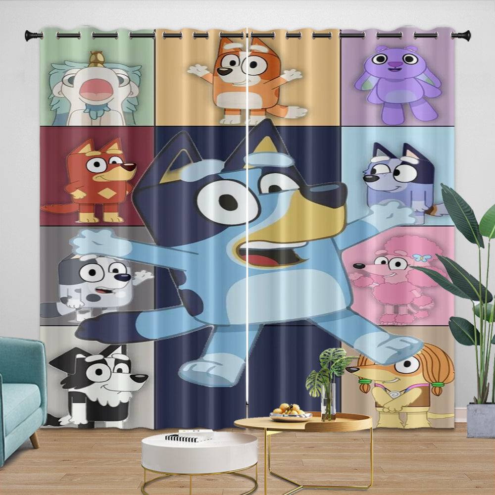 Cartoon Bluey Curtains Blackout Window Drapes Kids Room Decoration (ONLINE ORDER ONLY)