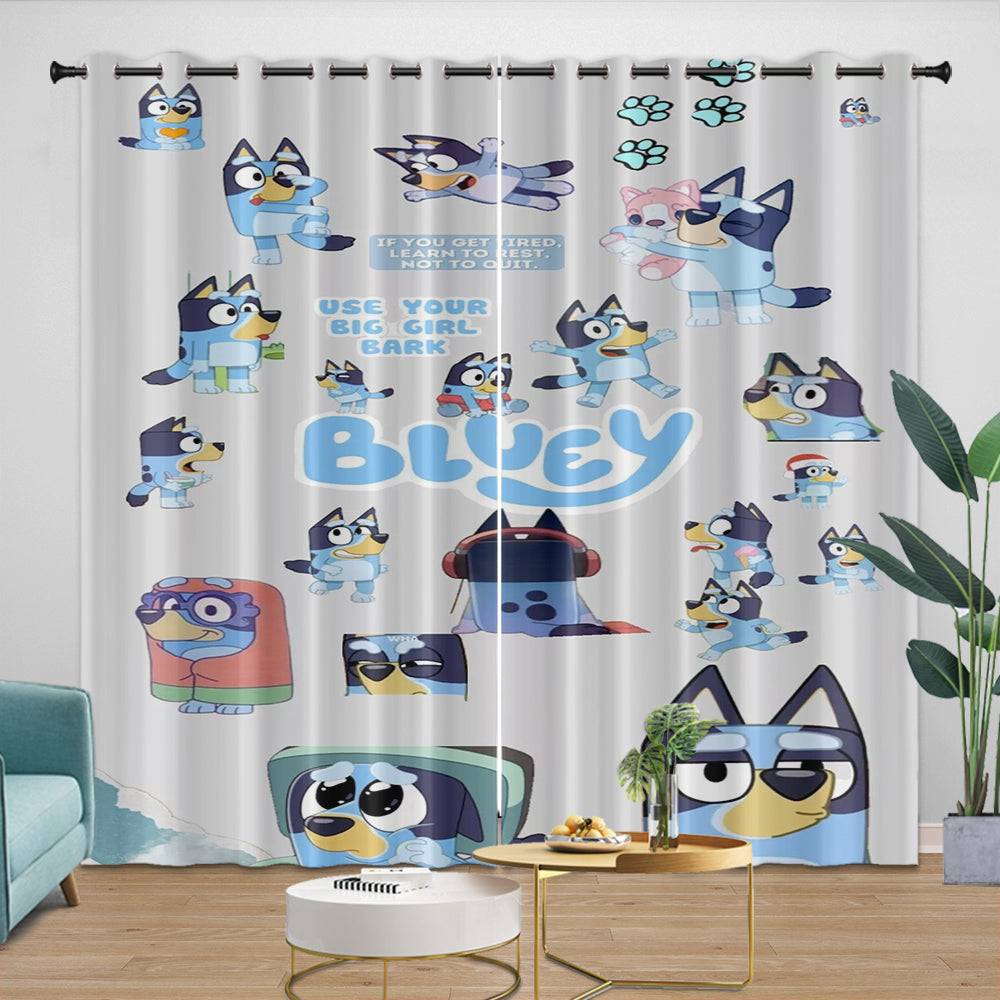 Cartoon Bluey Curtains Blackout Window Drapes Kids Room Decoration (ONLINE ORDER ONLY)